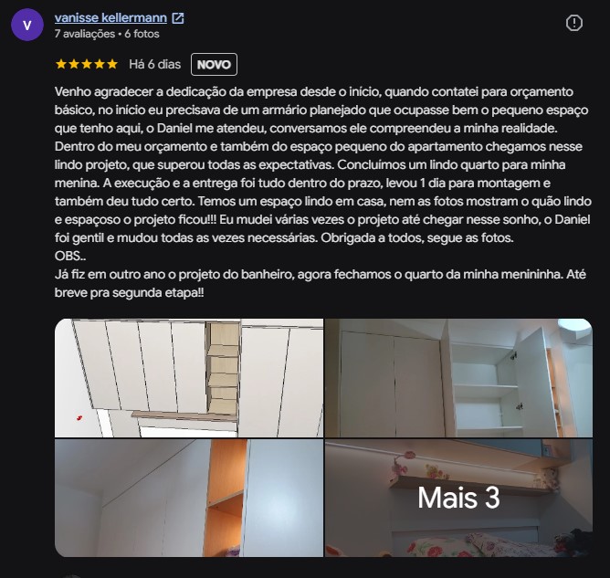 Avaliação de Vanisse Kellermann no Google — 5 estrelas